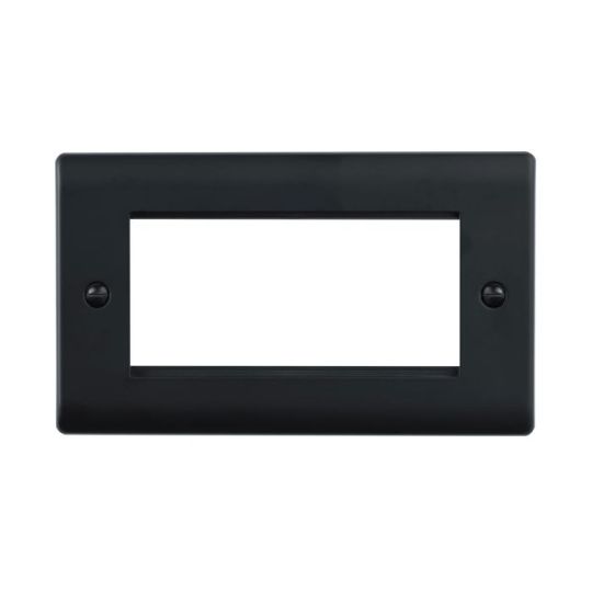 Saxby Raised Screwed 4G Modular Faceplate (4 Modules) - Matt Black in Matt Black