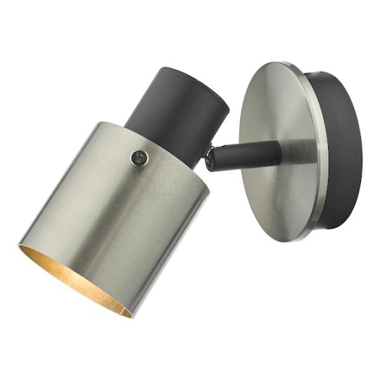 Dar Ryan Single Wall Spotlight Brushed Nickel Matt Black