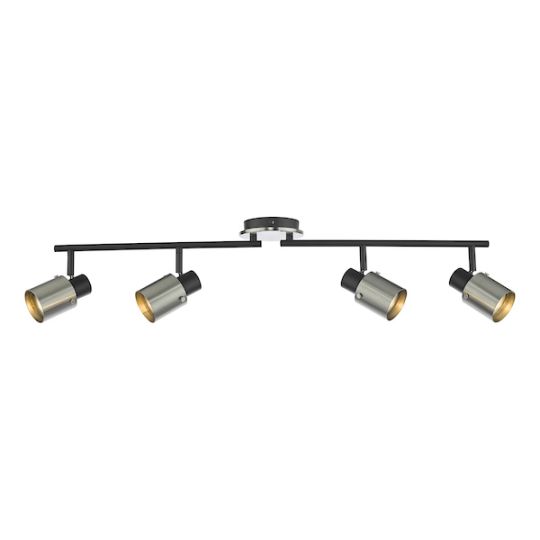 Dar Ryan 4 Light Bar Spotlight Brushed Nickel Matt Black
