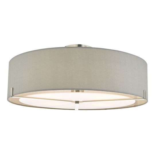 Dar Santino 3 Light Semi Flush Satin Chrome With Grey Shade
