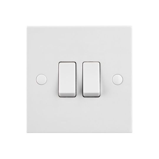 Saxby Square Edge 10Ax 2G 2-Way Switch in White