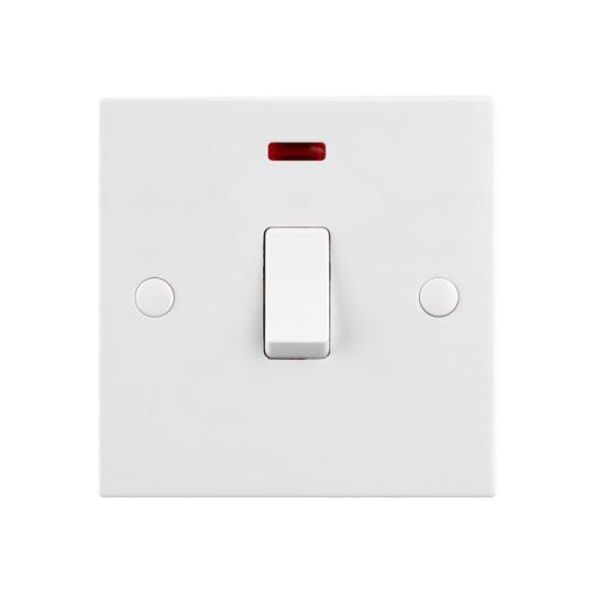 Saxby Square Edge 20A 1G Dp Switch With Neon in White