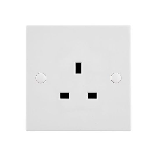 Saxby Square Edge 13A 1G Sp Unswitched Socket in White