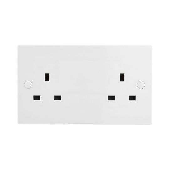 Saxby Square Edge 13A 2G Sp Unswitched Socket in White