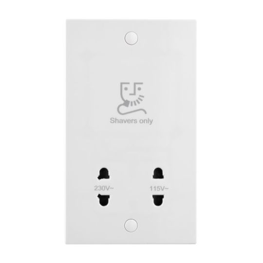 Saxby Square Edge Dual Voltage Shaver Socket in White