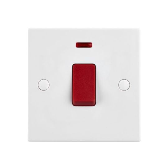 Saxby Square Edge 45A 1G Dp Switch With Neon in White