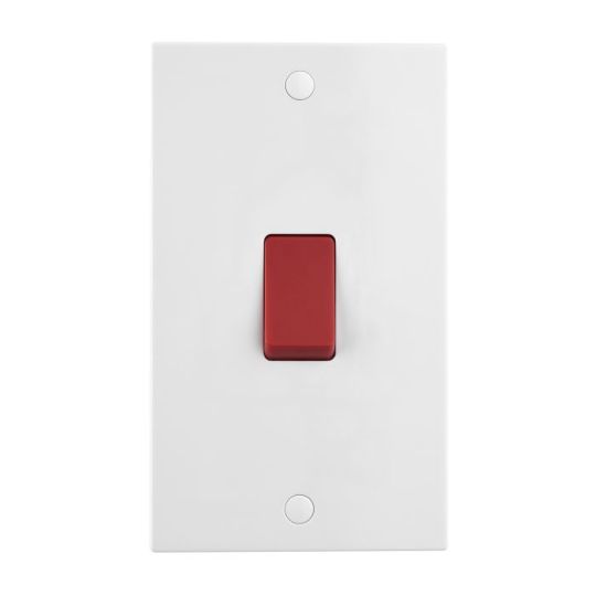 Saxby Square Edge 45A Large Plate Dp Switch in White