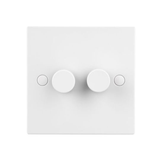 Saxby Square Edge 2G Led Dimmer 5-100W in White