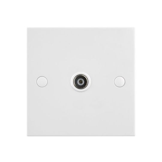 Saxby Square Edge Coax Tv Socket (Non Isolated) in White