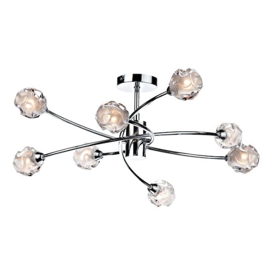 Dar Seattle 8 Light Semi Flush Polished Chrome