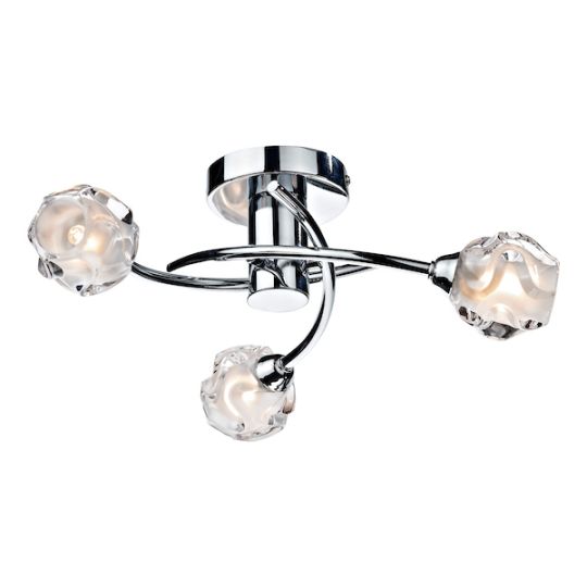 Dar Seattle 3 Light Semi Flush Polished Chrome