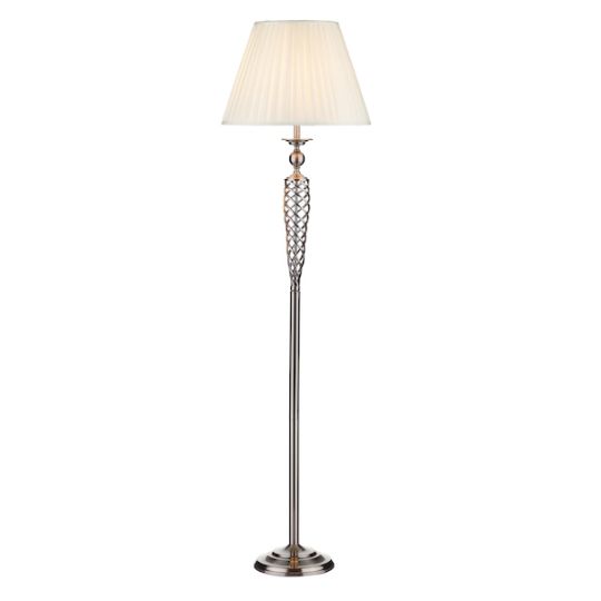 Dar Siam Floor Lamp Satin Chrome With Shade (Multipack)