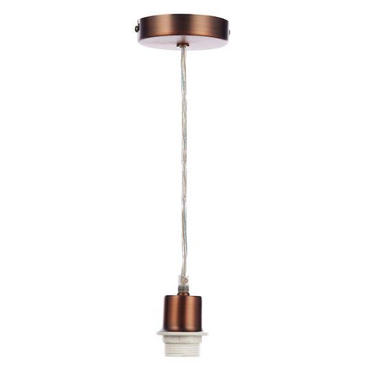 Dar 1 Light Aged Copper E27 Suspension With Clear Cable