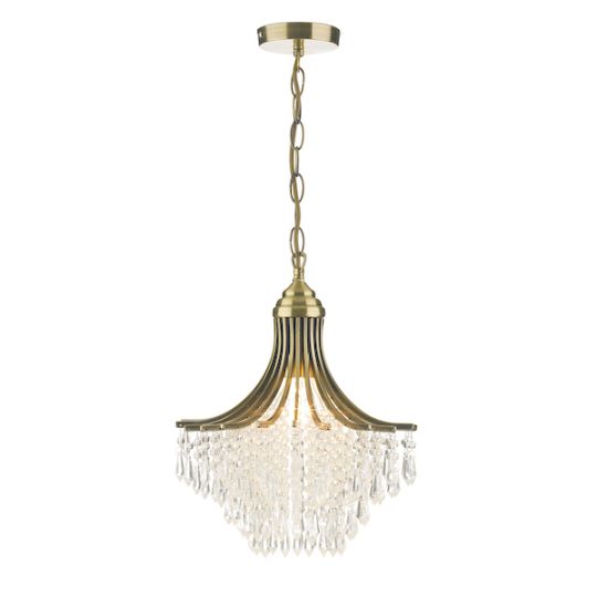 Dar Suri 1 Light Pendant Antique Brass Faceted Glass