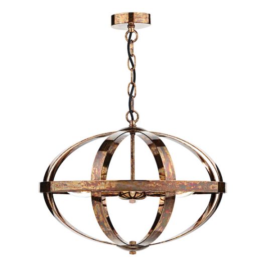 Dar Symbol 3 Light Pendant Petrol Copper
