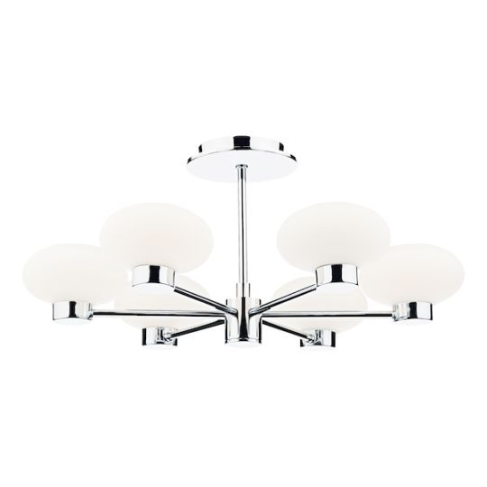 Dar System 6 Light Semi Flush Polished Chrome