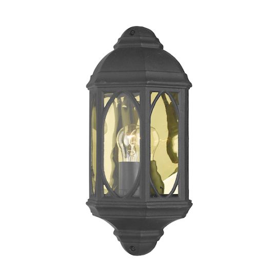 Dar Tenby Outdoor Wall Light Black Glass IP43