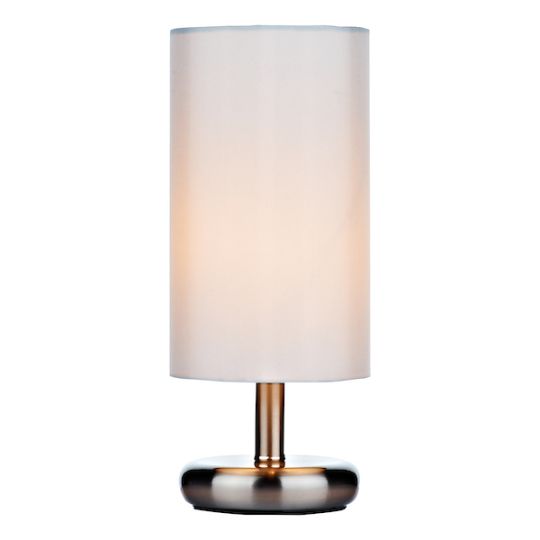 Dar Tico Touch Table Lamp Satin Chrome With Shade