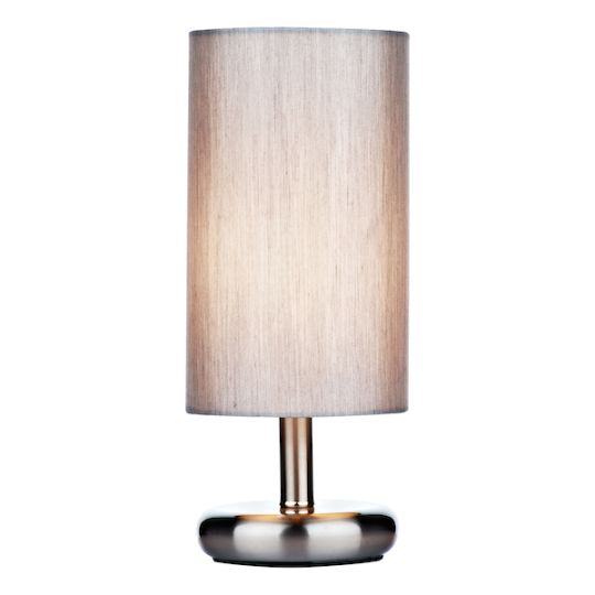 Dar Tico Touch Table Lamp Satin Chrome With Shade