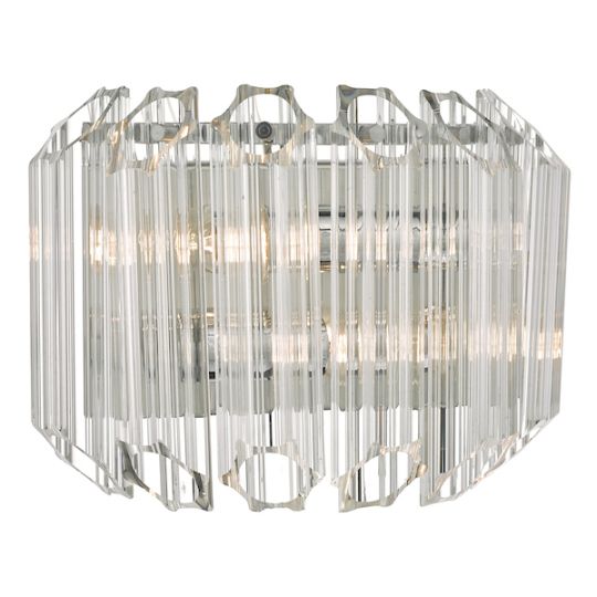 Dar Tuvalu 2 Light Wall Light Glass & Polished Chrome
