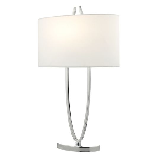Dar Utara Table Lamp Polished Chrome With Shade