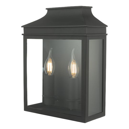 Dar Vapour 2 Light Coach Lantern Outdoor Wall Light Matt Black IP44