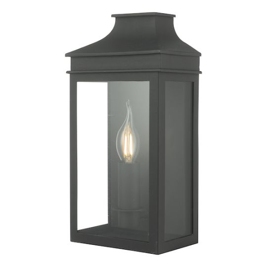 Dar Vapour Coach Lantern Outdoor Wall Light Matt Black IP44
