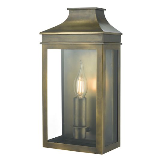 Dar Vapour Coach Lantern Outdoor Wall Light Weathered Brass IP44