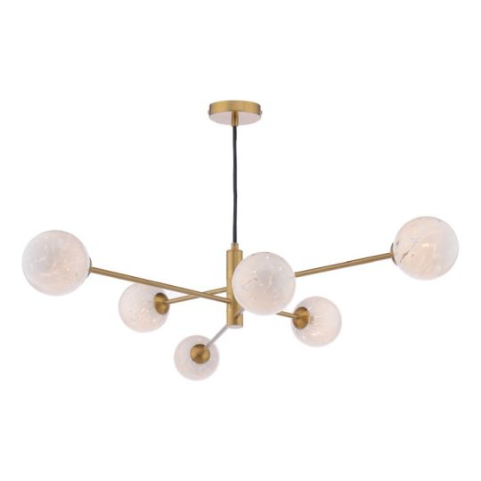 Dar Vignette 6 Light Pendant Aged Brass