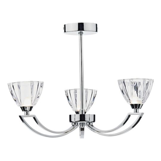 Dar Vito 3 Light Semi Flush Polished Chrome