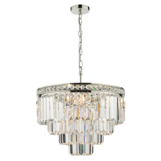 Dar Vyana 4 Light Pendant Polished Nickel Crystal