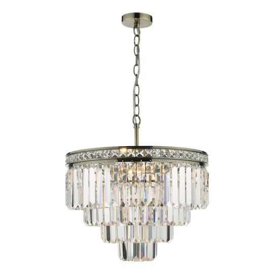 Dar Vyana 4 Light Pendant Antique Brass Crystal