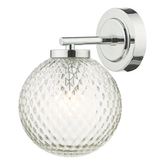 Dar Wayne Bathroom Wall Light Polished Chrome Glass IP44