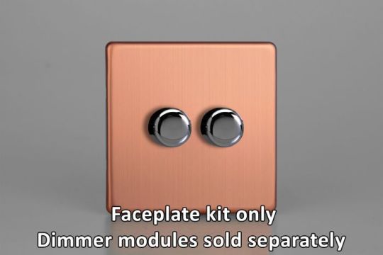Varilight Brushed Copper 2-Gang Matrix Kit For Rotary Dimmers 