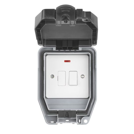 Saxby Weatherproof 13A Switched Fused Spur Unit With Neon in Grey