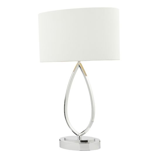 Dar Wyatt Touch Table Lamp Polished Chrome With Shade