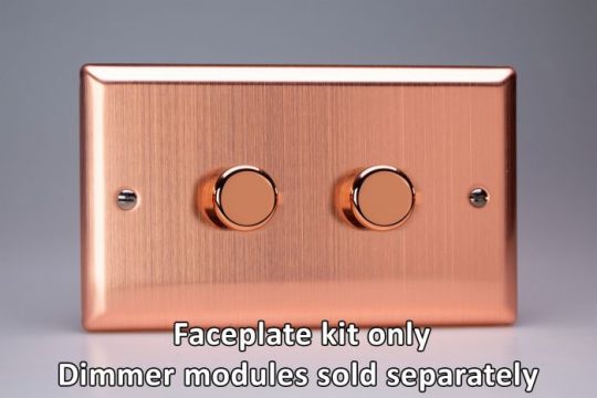 Varilight Brushed Copper 2-Gang Matrix Kit For Rotary Dimmers (Twin Plate)