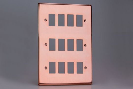 Varilight Brushed Copper 12-Gang Grid Plate (Triple Twin Plate)