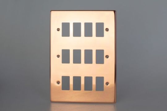 Varilight Polished Copper 12-Gang Grid Plate (Triple Twin Plate)