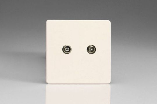 Varilight Matt White 2-Gang Radio/TV Termination Socket