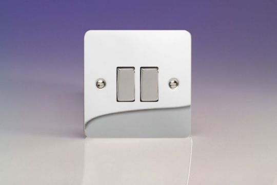 Varilight Polished Chrome 2-Gang 10A Intermediate Rocker Switch