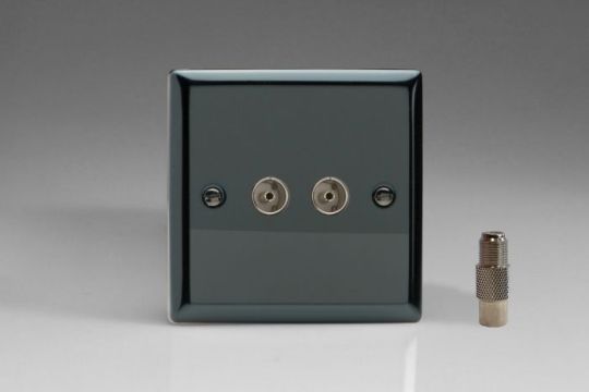 Varilight Iridium 2-Gang TV Socket, Co-axial + F-Type Satellite
