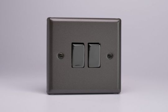Varilight Graphite 21 2-Gang 10A Intermediate Rocker Switch (XP77D)
