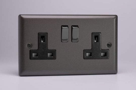 Varilight Graphite 21 2-Gang 13A Double Pole Switched Socket
