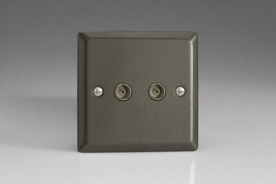 Varilight Graphite 21 2-Gang TV Socket, Co-Axial