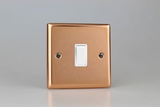 Varilight Polished Copper 1-Gang 10A 1- or 2-Way Rocker Switch (XY1W.CU)