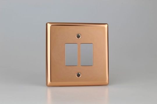 Varilight Polished Copper 2-Gang PowerGrid Plate including Yoke (Single Plate)