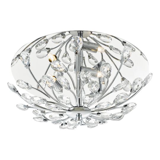 Dar Zafir 3 Light Flush Polished Chrome Crystal