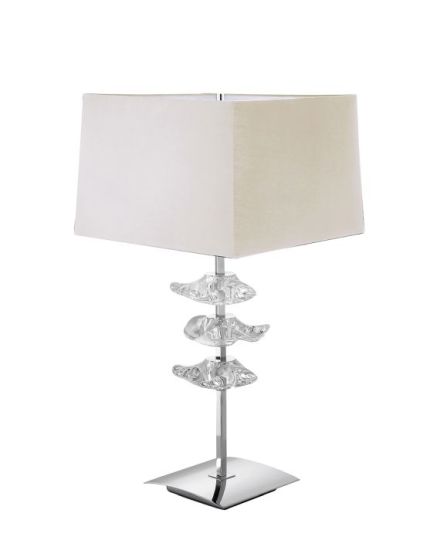 Mantra Akira Table Lamp 2 Light E27 Polished Chrome With Cream Shade