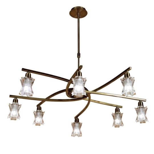 Mantra Alaska Pendant Convertible To Semi Flush 8 Light L1/SGU10 Antique Brass CFL Lamps INCLUDED